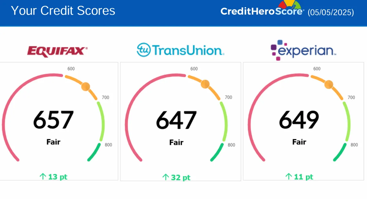 Credit report update showing removed negative items, client result 12