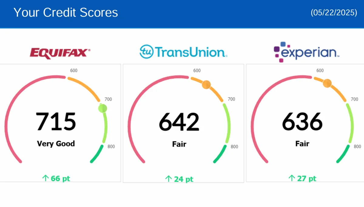 Credit report update showing removed negative items, client result 20