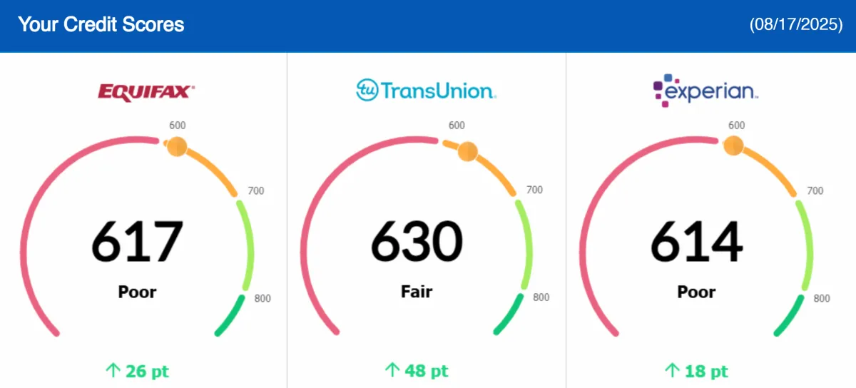 Credit report update showing removed negative items, client result 3