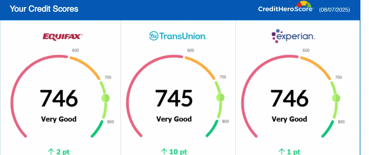 Credit report update showing removed negative items, client result 8