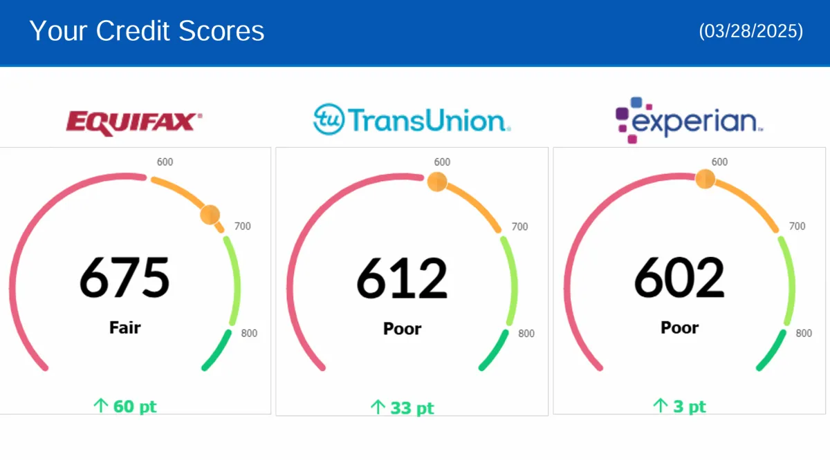 Credit report update showing removed negative items, client result 9