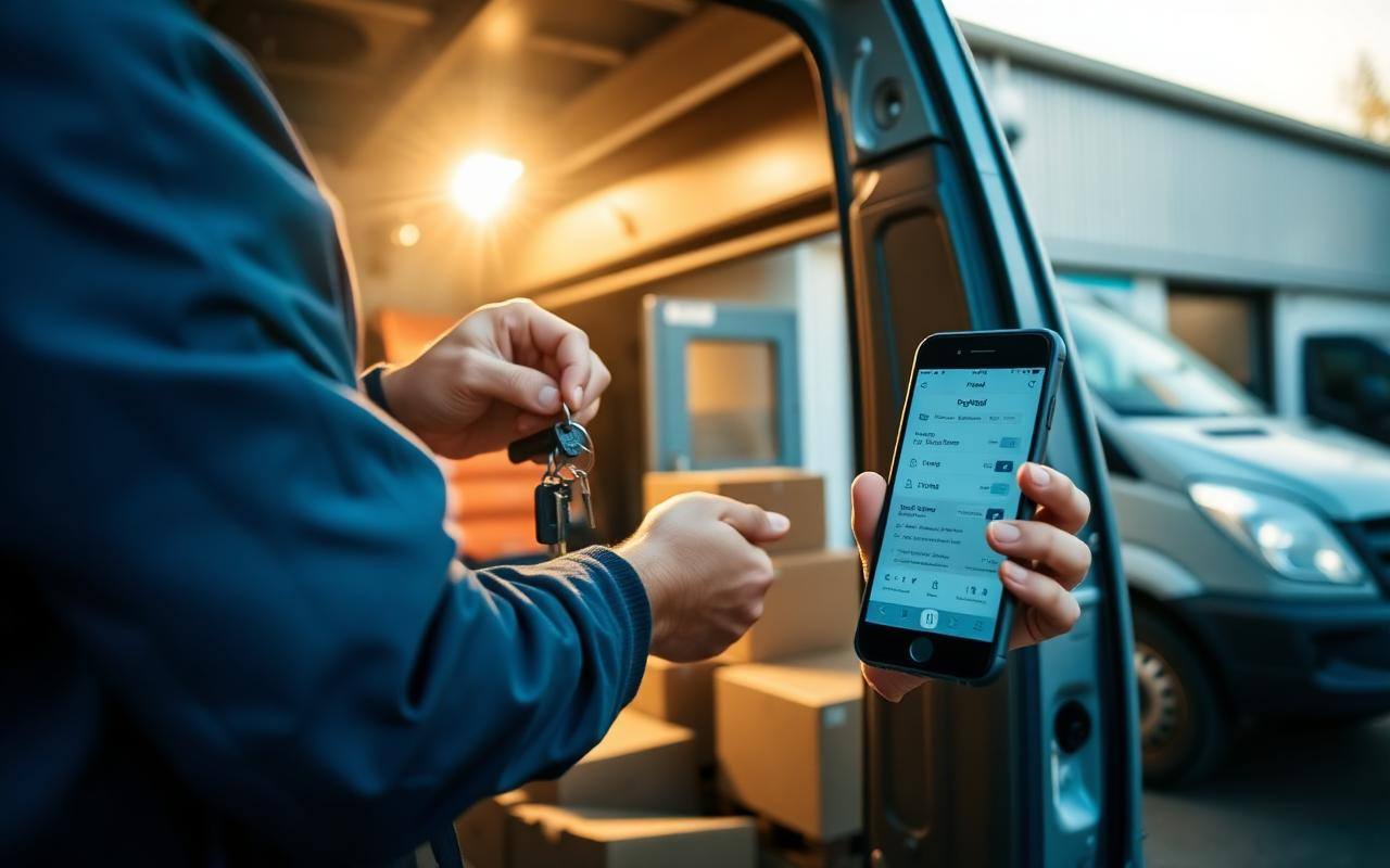 Delivery business owner receiving same-day funding approval on a phone